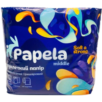 Туалетний папір Papela Middle 3 шари 150 відривів 4 рулони (4820270940037)