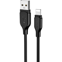 Дата кабель USB 2.0 AM to Lightning 1.0m 2.4A silicone BX42 black BOROFONE (6931474736727)