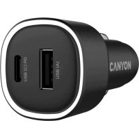Зарядний пристрій Canyon 1xUSB + 1xUSB-C PD48W black (CNE-CCABR3AC)