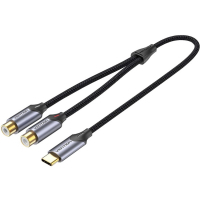 Кабель мультимедійний USB-C M to 2xRCA F 0.5m black Vention (BGVHD)