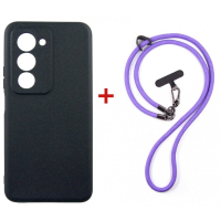 Чохол до мобільного телефона Dengos Case + Cross-body Strap Xiaomi Redmi 15 Black+Purple (DG-KM-CCRB-44)