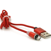 Дата кабель USB 2.0 to Micro 5P 1.0m 2A magnetic nylon red PiPo (18164)