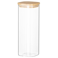 Ємність для сипучих продуктів ARDESTO Midori 1000мл, скло, бамбук, квадратна, прозорий (AR1310BBS)