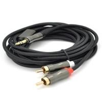 Кабель мультимедійний 3.5mm M to 2xRCA M 1.5m Stereo black VEGGIEG (YT-AR2-1.5V-A601)