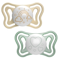 Пустушка Chicco Physio Light силіконова від 2 до 6 місяців люмінесцентна з футляром 2 шт (71037.41)