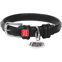 Нашийник для тварин WAUDOG Glamour з QR-паспортом "Стрази" XS Ш 9 мм чорний (33061)
