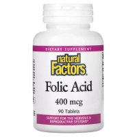 Вітамін Natural Factors Фолієва кислота, 400 мкг, Folic Acid, 90 таблеток (NFS-01272)