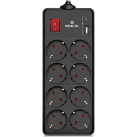 Мережевий фільтр живлення REAL-EL RS-PROTECT 805 1.8m, black (EL122300042)
