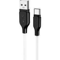 Дата кабель USB 2.0 AM to USB-C 1.0m 3A silicone BX42 white BOROFONE (6931474736772)