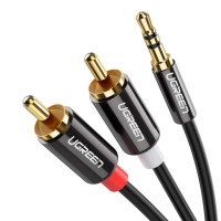 Кабель мультимедійний 3.5mm M to 2xRCA M 1.0m AV116 black Ugreen (10749)