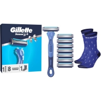 Набір косметики Gillette Станок для гоління чоловічий Sensor3 + Comfort з 8 змінними картриджами + Шкарпетки (8006530050715)