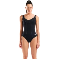 Купальник Arena Clip Back Swimsuit Solid B 010651-510 чорний, білий 40 (3468337746348)