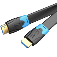 Кабель мультимедійний HDMI M to HDMI M 0.5m V2.0 4K60Hz PVC flat black Vention (AAKBD)