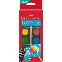 Акварельні фарби Faber-Castell суха, з пензлем, D24мм, 12 кольорів (32297)