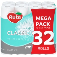 Туалетний папір Ruta Classic 2 шари Білий 32 рулона (4820202892670)