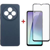 Чохол до мобільного телефона Dengos Xiaomi Redmi 14C Carbon + glass (Blue) (DG-KM-120)
