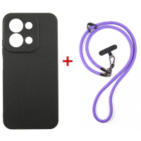 Чохол до мобільного телефона Dengos Case + Cross-body Strap Xiaomi Redmi 15C Black+Purple (DG-KM-CCRB-48)