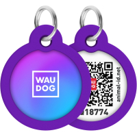 Адресник для тварин WAUDOG Smart ID з QR паспортом "Градієнт фіолетовий", коло 25 мм (225-4034)