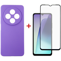 Чохол до мобільного телефона Dengos Xiaomi Redmi 14C Carbon + glass (Purple) (DG-KM-121)