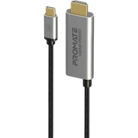 Кабель мультимедійний USB-C to HDMI M 1.8m + USB-CF grey Promate (hdmi-pd100.grey)