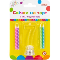 Свічка Maxi 4 шт. на торт з LED підставкою "7", що світиться (MX701007-7)