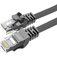 Патч-корд 0.5м, UTP, сat 6, CU, AWG32, TopSpeed Cable Ethernet RJ45 Splitter Network Flat Cable, Black Essager (EXCWXB-JSB01)