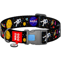 Нашийник для тварин WAUDOG Nylon з QR паспортом NASA пластиковий фастекс M (4749)