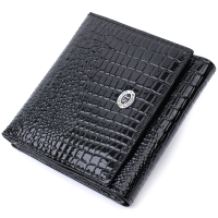 Гаманець ST Leather З натуральної лакованої шкіри Чорний (22688)