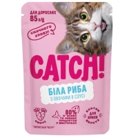Вологий корм для кішок Catch! з білою рибою та овочами в соусі 85 г (4820261921991)