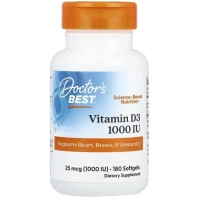 Вітамінно-мінеральний комплекс Doctor's Best Вітамін D3, 25 мкг (1000 МО), Vitamin D3, 180 желатинових капсул (DRB00209)