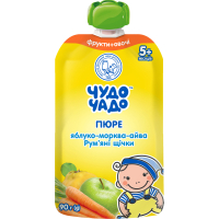 Дитяче пюре Чудо-Чадо Яблуко, морква, айва з 5 місяців 90 г (4820016253629)