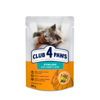 Вологий корм для кішок Club 4 Paws для стерилізованих з кроликом в желе 80 г (4820215367578)