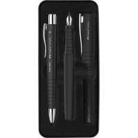 Ручка кулькова Faber-Castell набір ручок POLY Ball Set в металевому пеналі (перо + кульк. ручка), колір корпусу чорний (32957)