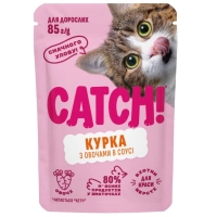 Вологий корм для кішок Catch! з куркою та овочами в соусі 85 г (4820261921977)