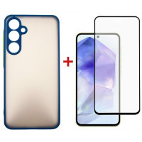 Чохол до мобільного телефона Dengos Samsung Galaxy A55 5G + Glass Blue (DG-KM-93)