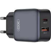 Зарядний пристрій XO L156 USB-C PD30W + USB-A QC3.0 Black (L156.black)