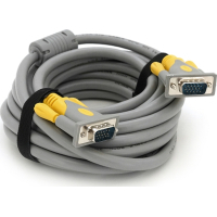 Кабель мультимедійний VGA M to VGA M 5.0m 1080P grey-yellow Merlion (YT-VGA(M)/(M)3+6GR-5m)