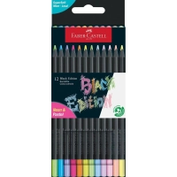 Олівці кольорові Faber-Castell Black Edition colour pencils Neon + Pastel, тригранні. чорне дерево, 12 кольорів (116410) (32083)