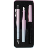 Ручка кулькова Faber-Castell набір ручок POLY Ball Set в металевому пеналі (перо М + кульк. ручка), колір корпусу рожево-блак (33116)