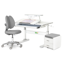 Парта з кріслом ErgoKids (L) Grey + тумба (TH-320 + Y-412 Lite + BD C3_GREY)