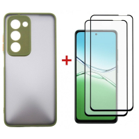 Чохол до мобільного телефона Dengos Oppo A5 4G Case Matte + 2 Glass (Olive Green) (DG-CTG2P-20)