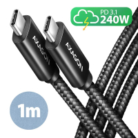 Дата кабель USB-C to USB-C 1.0m USB 2.0 PD 240W 5A black AXAGON (BUCM2-CM10AB)