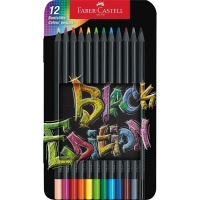 Олівці кольорові Faber-Castell Black Edition tincolour pencils, тригранні, чорне дерево, 12 кольорів (116413) (32087)
