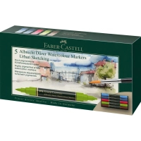 Художній маркер Faber-Castell набір акварельні двосторонні Albrecht Dürer Urban sketch, Міський ескіз 5 кольорів (31351)