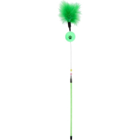 Іграшка для котів Hippie Pet Вудка з пір'ям зелена 48 см (HIPCW17062Z)