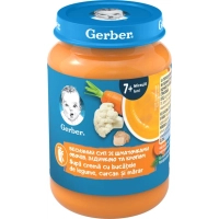 Дитяче пюре Gerber Весняний суп зі шматочками овочів, індичкою та кропом з 7 місяців 190 г (1227381)