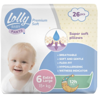 Підгузки Lolly Premium Soft Extra Large 6 (15+ кг) 26 шт (4820174981013)