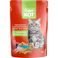 Вологий корм для кішок Пан Кот кролик у соусі 100 г (4820111141036)