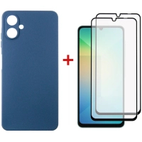 Чохол до мобільного телефона Dengos Kit Samsung Galaxy A06 Carbon + 2 pcs glass (Blue) (DG-CTG2P-06)