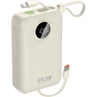 Батарея універсальна Dudao 20000mAh K14+ 22.5W, PD, QC, USB-A, USB-C(In/Out), with built-in USB-C/Lightning cables, White (6977196680023)